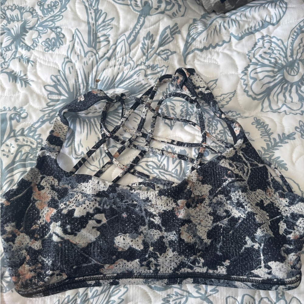 Lululemon Athletica Navy and White Strappy Sports Bra